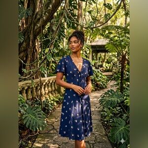 New Look Navy Floral V-Neck Maxi Dress